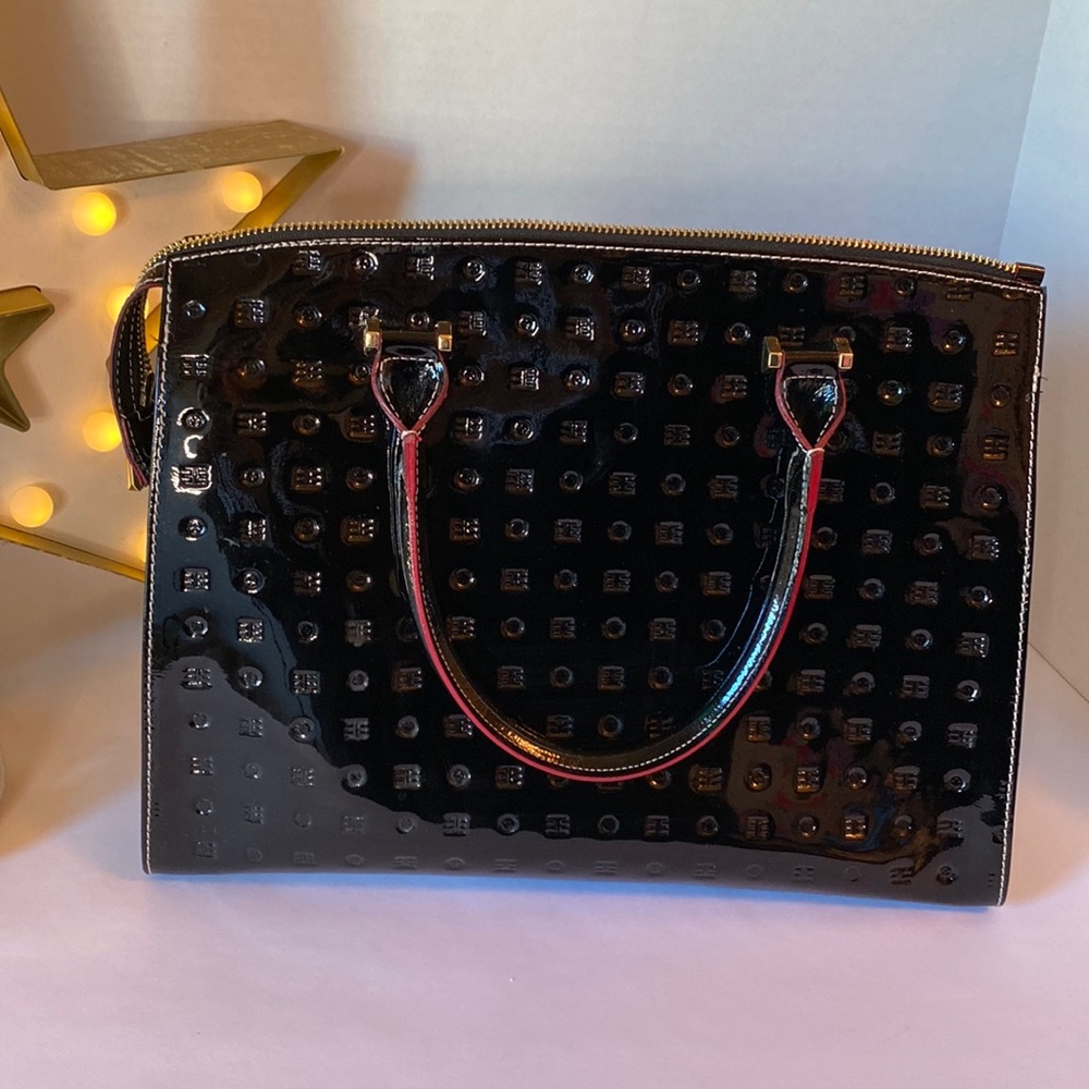Arcadia Hand Bag Made In Italy Black Patent Leather